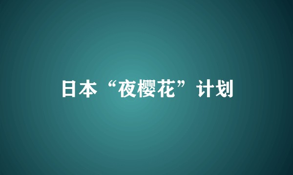 日本“夜樱花”计划