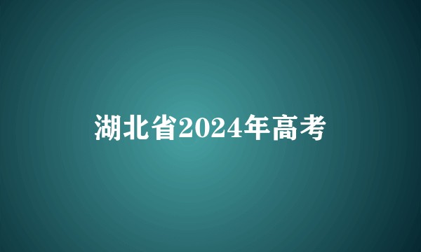 湖北省2024年高考