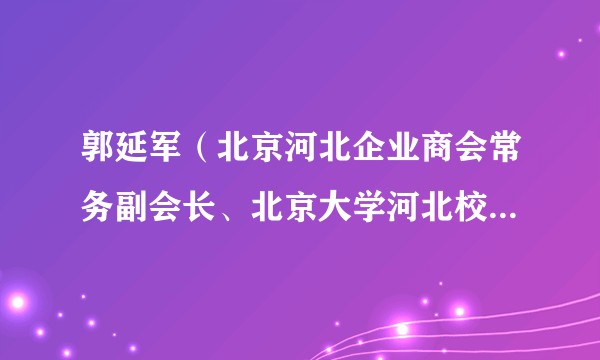 郭延军（北京河北企业商会常务副会长、北京大学河北校友会副会长）