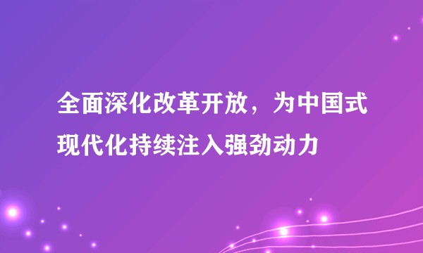 全面深化改革开放，为中国式现代化持续注入强劲动力