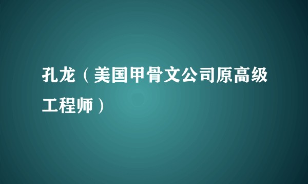 孔龙（美国甲骨文公司原高级工程师）