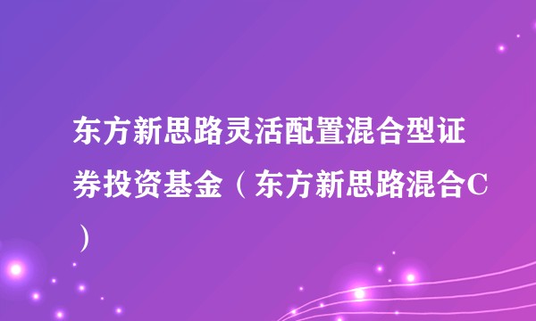 东方新思路灵活配置混合型证券投资基金(东方新思路混合C)