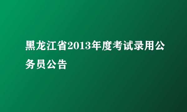 黑龙江省2013年度考试录用公务员公告