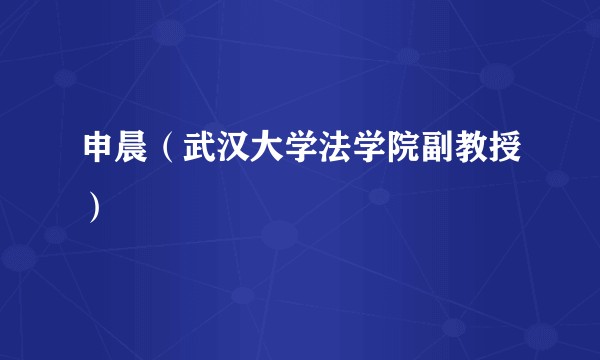 申晨（武汉大学法学院副教授）