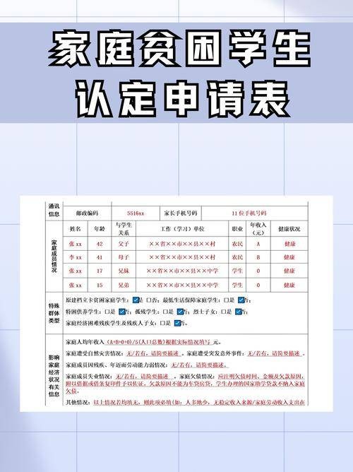 家庭经济困难学生认定申请表