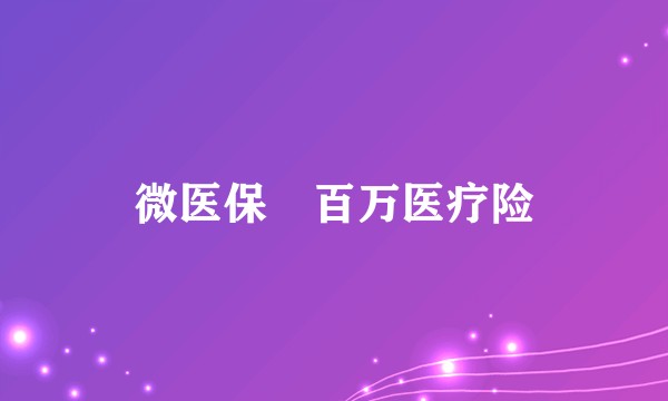 微医保・百万医疗险