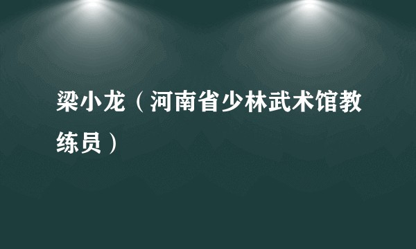 梁小龙（河南省少林武术馆教练员）