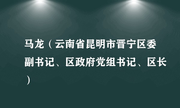 马龙（云南省昆明市晋宁区委副书记、区政府党组书记、区长）
