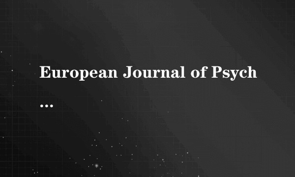 European Journal of Psychology Open