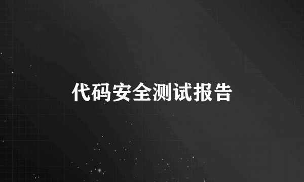 代码安全测试报告