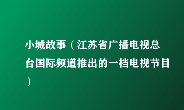 小城故事（江苏省广播电视总台国际频道推出的一档电视节目）