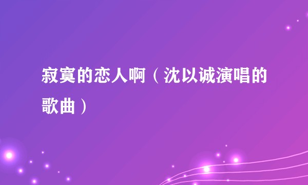 寂寞的恋人啊（沈以诚演唱的歌曲）