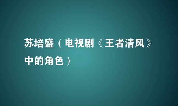 苏培盛（电视剧《王者清风》中的角色）