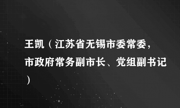 王凯（江苏省无锡市委常委，市政府常务副市长、党组副书记）
