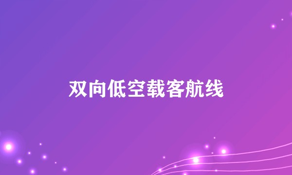 双向低空载客航线