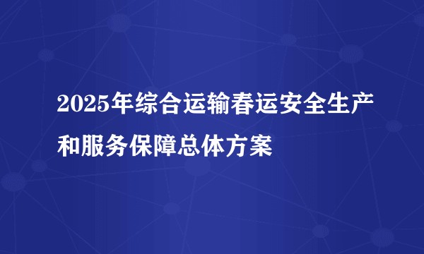 2025年综合运输春运安全生产和服务保障总体方案