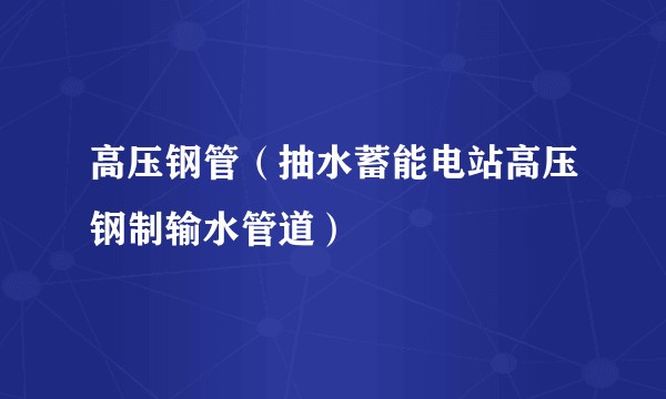 高压钢管(抽水蓄能电站高压钢制输水管道)