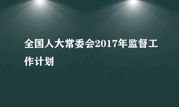全国人大常委会2017年监督工作计划