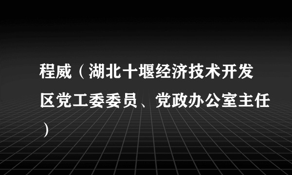 程威(湖北十堰经济技术开发区党工委委员、党政办公室主任)