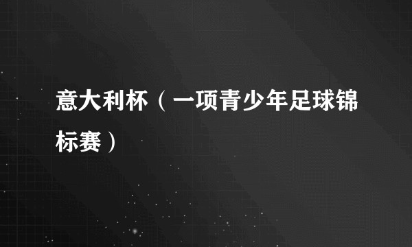 意大利杯（一项青少年足球锦标赛）