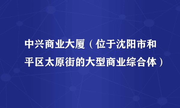 中兴商业大厦（位于沈阳市和平区太原街的大型商业综合体）