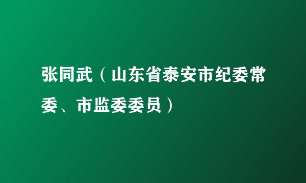 张同武(山东省泰安市纪委常委、市监委委员)