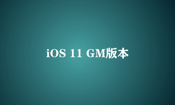 iOS 11 GM版本