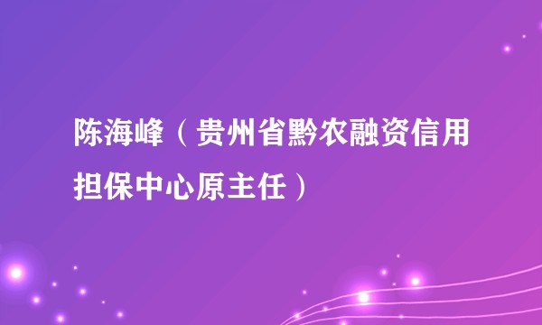 陈海峰（贵州省黔农融资信用担保中心原主任）
