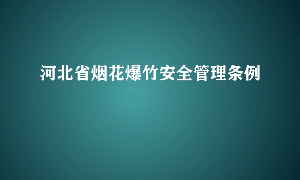 河北省烟花爆竹安全管理条例