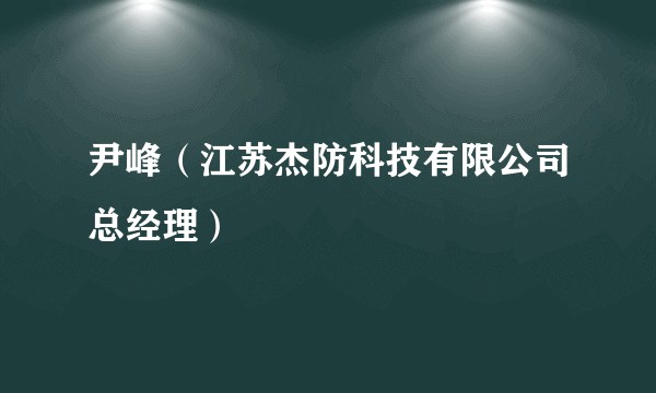 尹峰（江苏杰防科技有限公司总经理）