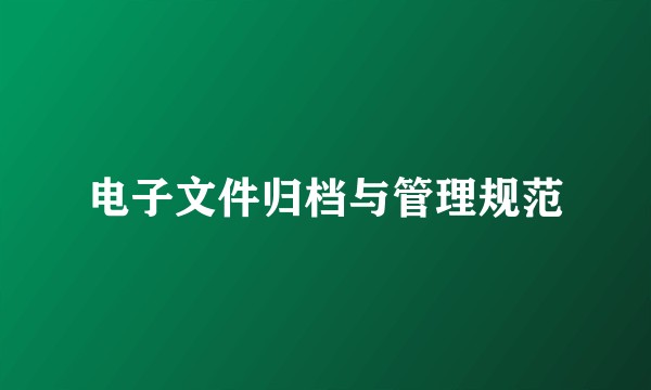 电子文件归档与管理规范