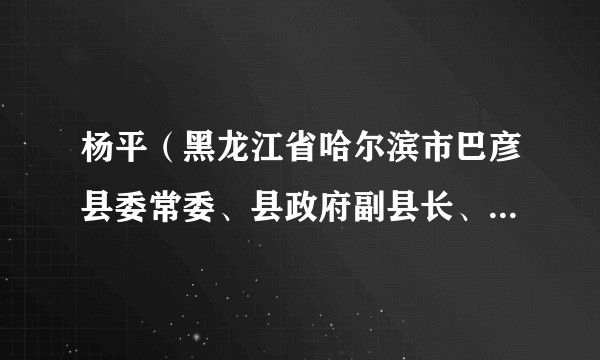 杨平（黑龙江省哈尔滨市巴彦县委常委、县政府副县长、党组副书记）