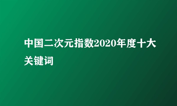 中国二次元指数2020年度十大关键词