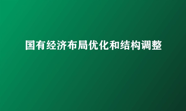 国有经济布局优化和结构调整