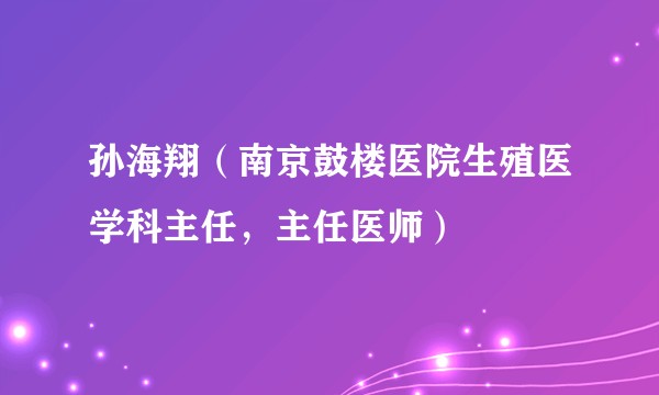 孙海翔（南京鼓楼医院生殖医学科主任，主任医师）