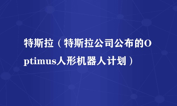 特斯拉（特斯拉公司公布的Optimus人形机器人计划）