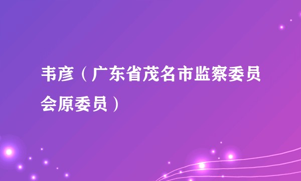 韦彦（广东省茂名市监察委员会原委员）