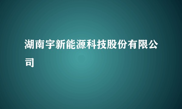 湖南宇新能源科技股份有限公司
