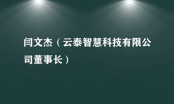 闫文杰（云泰智慧科技有限公司董事长）
