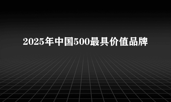 2025年中国500最具价值品牌