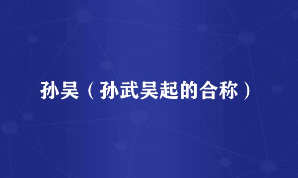 孙吴（孙武吴起的合称）