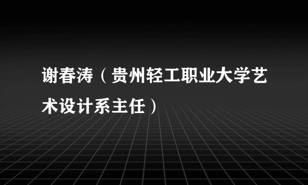 谢春涛（贵州轻工职业大学艺术设计系主任）