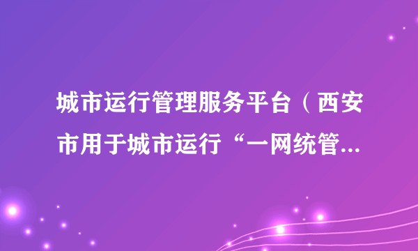 城市运行管理服务平台（西安市用于城市运行“一网统管”的数字化平台）