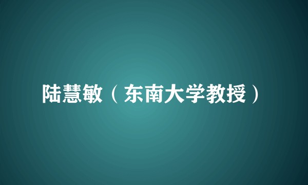 陆慧敏(东南大学教授)