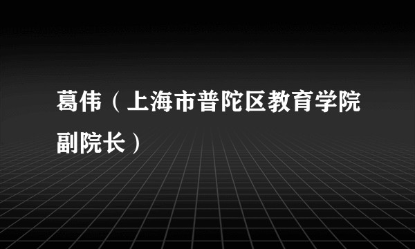 葛伟（上海市普陀区教育学院副院长）