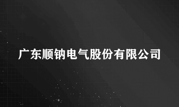 广东顺钠电气股份有限公司