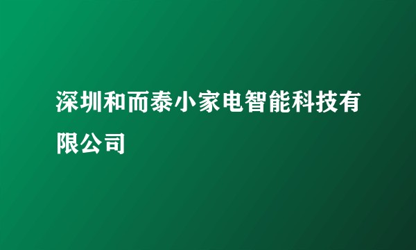 深圳和而泰小家电智能科技有限公司