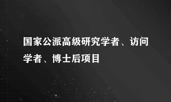 国家公派高级研究学者、访问学者、博士后项目