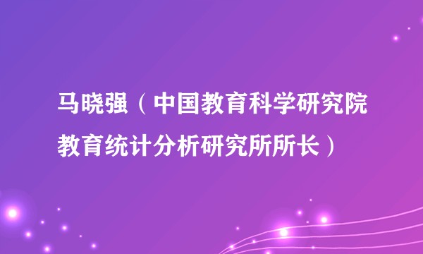 马晓强(中国教育科学研究院教育统计分析研究所所长)