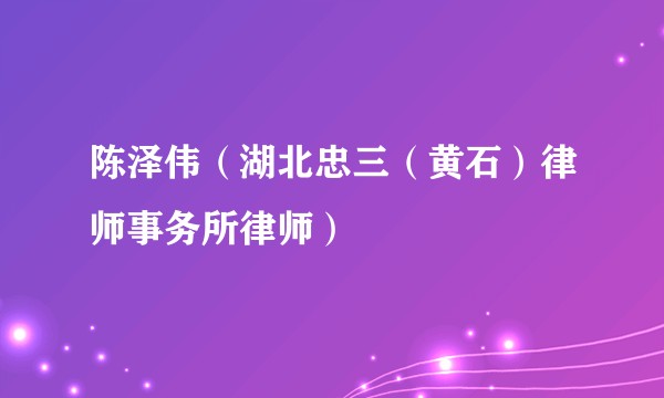 陈泽伟（湖北忠三（黄石）律师事务所律师）